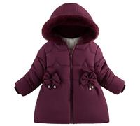 Happy Cherry Mädchen Winterjacke mit Kapuze Warm Wintermantel mit Reißverschluss Verdickte Kälteschutz Daunenjacke für Alltag Wandern 4-5 Jahre