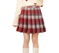 Happy Cherry - Minirock Falten Mädchen mit Elastische Taill für Frühling Herbst Winter Skater Faltenrock mit Innenhose für Karneval Hochzeit Kinder Kurzer Röcke A Linie - 7-8 Jahre - Rot