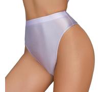 Happy Cherry Nahtlose glänzende Cheeky Strings für Frauen Weiche seidige elastische Slips Hohe Taille Leichte Stretch Basic Höschen Helles Lila L