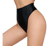 Happy Cherry Nahtlose glänzende Cheeky Strings für Frauen Weiche seidige elastische Slips Hohe Taille Leichte Stretch Basic Höschen Schwarz L