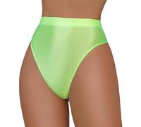 Happy Cherry Nahtlose glänzende Cheeky Strings für Frauen Weiche seidige elastische Slips Hohe Taille Leichte Stretch Basic Höschen Grün L