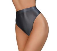 Happy Cherry Nahtlose glänzende Cheeky Strings für Frauen Weiche seidige elastische Slips Hohe Taille Leichte Stretch Basic Höschen Grau L
