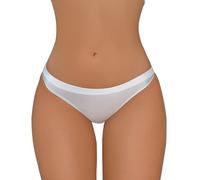 Happy Cherry Nahtlose Glänzende Cheeky Tangas für Damen Weiche Seidige Elastische Höschen Niedrige Taille Leicht Dehnbare Basic Höschen Weiß S