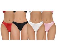 Happy Cherry Nahtlose Glänzende Cheeky Tangas für Damen Weiche Seidige Elastische Höschen Niedrige Taille Leicht Dehnbare Basic Höschen Schwarz Weiß Rot Rosa S