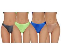 Happy Cherry Nahtlose Glänzende Cheeky Tangas für Damen Weiche Seidige Elastische Höschen Niedrige Taille Leicht Dehnbare Basic Höschen Blau Braun Grau Grün S