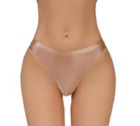 Happy Cherry Nahtlose Glänzende Cheeky Tangas für Damen Weiche Seidige Elastische Höschen Niedrige Taille Leicht Dehnbare Basic Höschen Braun S