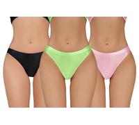 Happy Cherry Nahtlose Glänzende Cheeky Tangas für Damen Weiche Seidige Elastische Höschen Niedrige Taille Leicht Dehnbare Basic Höschen Schwarz Rosa Grün S