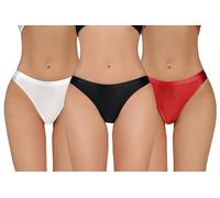 Happy Cherry Nahtlose Glänzende Cheeky Tangas für Damen Weiche Seidige Elastische Höschen Niedrige Taille Leicht Dehnbare Basic Höschen Schwarz Weiß Rot S