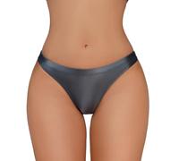 Happy Cherry Nahtlose Glänzende Cheeky Tangas für Damen Weiche Seidige Elastische Höschen Niedrige Taille Leicht Dehnbare Basic Höschen Grau S