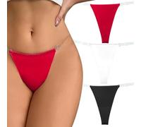 Happy Cherry No Show Leichte G-Strings für Frauen Essentiell Unsichtbare Schnelltrocknend Bikini-Stil Unterwäsche Einfarbig Hipster Höschen Tangas 2-Pack Schwarz Weiß Rot L