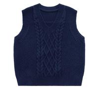 Happy Cherry Pullunder Baby Jungen Mädchen Strickweste Baumwolle Kinder Strickpullover Casual Weste Ärmellos Sweater Top DE-Größe 86-92/Hersteller 90 Marineblau