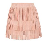 Happy Cherry Quaste Rock Wildlederoptik Mädchen Fransen Minirock Vintage Elegant High Waist Western Outfit Partyrock Rosa S/5-6 Jahre