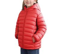 Happy Cherry Steppjacke für Kinder Ultraleichte Warme Winddichte Daunenjacke Jungen Mädchen Winter Sportjacken mit Kapuze für Sportarten Klettern 130 CM