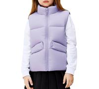 Happy Cherry - Winterweste Jungen Mädchen Ärmellose Kinder Winterjacke Casuale Kinderweste mit Reißverschluss für Frühling Herbst Weste Leichte Gepolsterte für Schule Outdoor Sport - 128-134 - Lila
