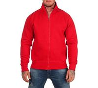 Happy Clothing Herren Sweatjacke Rot - Reißverschlussjacke ohne Kapuze mit hohem Kragen, weich gefüttert, aus Baumwollmischung, bequem geschnitten, ideal für Zuhause, Beruf oder Freizeit Größe M