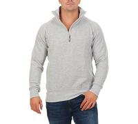 Happy Clothing Herren Troyer Grau meliert Größe 5XL - Sweatshirt mit halbem Zip und Stehkragen - 60% Baumwolle 40% Polyester - Regular Fit Sweat-Pullover - Große Größen bis 5XL