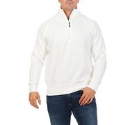Happy Clothing Herren Troyer Weiß Größe XXL - Basic Sweatshirt mit Kragen und Reißverschluss - Herren Pullover aus Baumwolle& Polyester 300g/m² - Regular Fit - S bis 5XL Übergrößen