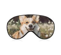 Happy Corgi Hunde-Augenmaske, Schlafmaske, Augenmasken für Schlafmasken für Damen und Herren, Schlafmaske, Reiseaugenmaske, Schlafmaske, Verdunkelung, lustige Schlafmaske, niedliche Schlafmaske