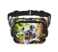 Happy Cute Koala Printed Fashion Crossbody Bag Hiking Waist Bag Square Double Layer Travel and Fitness Shoulder Bag