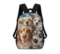 Happy Dogs in Spring 17inch Schulrucksack, 3D-gedruckt, Kinderrucksack, Modisch, Lässig, Ideal Für Reisen Und Schulkinder