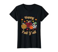 Happy Fall Y'all Leopard Kürbis Herbst Saison Frauen Mädchen Preisgünstiges Grafik-T-Shirt, Damen, Schwarz, L