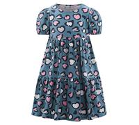 Jerseykleid HAPPY GIRLS, Mädchen, Gr. 104, N-Gr, dove blau, Jersey, Obermaterial: 95% Baumwolle, 5% Elasthan, bedruckt, Basic knieumspielend, Rundhals, Puffärmel mit Gummizug, Kleider Jerseykleid (698