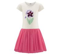 Jerseykleid HAPPY GIRLS, Mädchen, Gr. 134, N-Gr, rosa (ecru), Jersey, Obermaterial: 95% Baumwolle, 5% Elasthan. Futter: 100% Polyester. Unterteil: 100% Polyester, bedruckt, mehrfarbig, Basic knieumspi