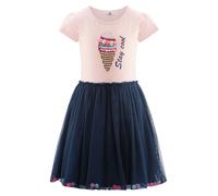Jerseykleid HAPPY GIRLS, Mädchen, Gr. 116, N-Gr, rose, Jersey, Obermaterial: 95% Baumwolle, 5% Elasthan. Futter: 100% Polyester. Unterteil: 100% Polyester, bestickt, mehrfarbig, kniebedeckend, Rundhal