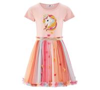 Jerseykleid HAPPY GIRLS, Mädchen, Gr. 152, N-Gr, powder pink, Jersey, Obermaterial: 95% Baumwolle, 5% Elasthan. Futter: 100% Polyester. Unterteil: 100% Polyester, bestickt, mehrfarbig, Basic kniebedec
