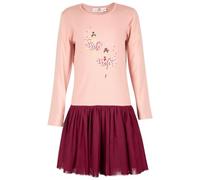 Shirtkleid HAPPY GIRLS, Mädchen, Gr. 146, N-Gr, rosa (dusty rose), Jersey, Mesh, Obermaterial: 95% Baumwolle, 5% Elasthan. Futter: 100% Polyester. Unterteil: 100% Polyester, bedruckt, casual, regular 