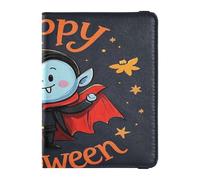 Happy Halloween Cartoon Cute Vampire Leather Decorative Passport and Imaccine Card Wallet Combo Impfpass Case Travel Documents Wallet Waterproof, Happy Halloween Cartoon Cute Vampire, 1 size