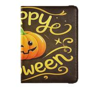 Happy Halloween Cartoon Cute Yellow Pumpkin Leather Decorative Passport and Imaccine Card Wallet Combo Travel Documents Organizer Protector Passport Cover with RFID Blocking Waterproof, Süßer gelber