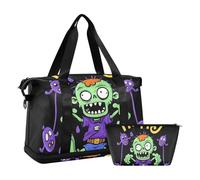 Happy Halloween Cartoon Cute Zombie Oversized Travel Duffel Bag Weekender/Overnight Duffel with Adjustable Strap for Yoga Foldable, Niedlicher Zombie-Cartoon-Cartoon, 1 size
