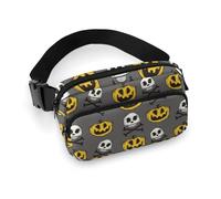 Happy Halloween Kürbisse Totenkopf Bauchtaschen Crossbody Taschen für Damen Herren Gürteltasche Hüfttasche für Workout Laufen Reisen mit verstellbarem Riemen