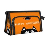 Happy Halloween Kulturbeutel mit schwarzer Katze, Spinne, für Damen, Herren, Mädchen, Jungen, multifunktionale Make-up-Tasche, Kosmetik-Organizer, Duschtasche, farbe, M, Taschen-Organizer