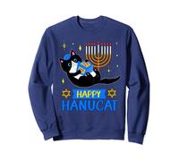 Happy Hanucat for kids Funny Hanukkah Cat Menora for Girls Sweatshirt