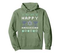 Happy Hanukkah Chanukka Pullover Hoodie, Unisex für Erwachsene, Salbeigrün, XL