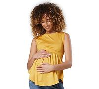 HAPPY MAMA Damen Mutterschaft Ausgestellt Tunika Geschnitten Bluse 574p (Mustard, 36, S)