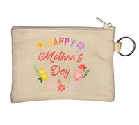 Happy Mother's Day Blumen Grafik Schlüsselanhänger Münzbörse Beige