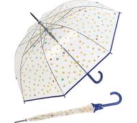 Emoticon Regenschirm durchsichtig transparent mit Automatik Smile Bedruckt - blau