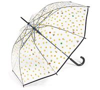 Happy Rain Long AC Regenschirm transparent mit Emojis clear-rot
