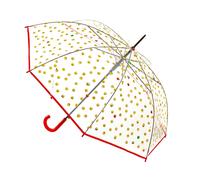 Happy Rain Long AC Regenschirm transparent mit Emojis clear-rot