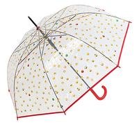 Emoticon Regenschirm durchsichtig transparent mit Automatik Smile Bedruckt - rot