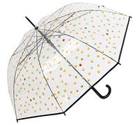 Emoticon Regenschirm durchsichtig transparent mit Automatik Smile Bedruckt - schwarz