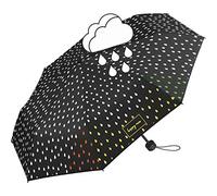 happy rain Taschenschirm Mini Damen Wetlook Farbwechsel Handöffnung Schwarz Tropfenmuster