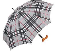 Happy Rain Selection Stützschirm mit Fritzgriff aus Holz mit Automatik stabil windfest - checks light grey (86 cm)