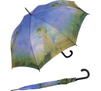 HAPPY RAIN Langregenschirm Automatik Regenschirm mit Motiv Claude Monet Frau mit Sonnenschirm, Künstlerschirm