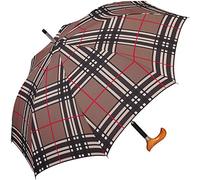 Happy Rain Stützschirm Fritzgriff Checks Brown