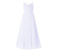 Happy Rose Blumenmädchenkleider Junior Brautjungfern Camisole Mädchen Elegant Rüschen Chiffon Knöchellang, Weiss/opulenter Garten, 10