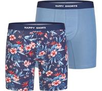 Happy Shorts 2 Jersey Trunk Lang Herren Boxershort Pant Hawaii - Blau, Farbe:Hawaii - Blau, Grösse:XL